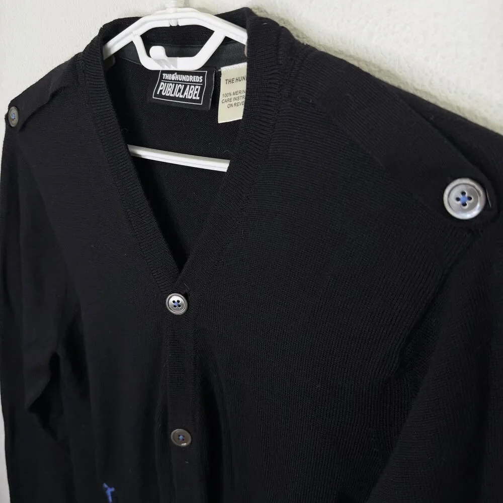 The Hundreds Public Label 100% Merino Wool Cardigan Black Men’s XL